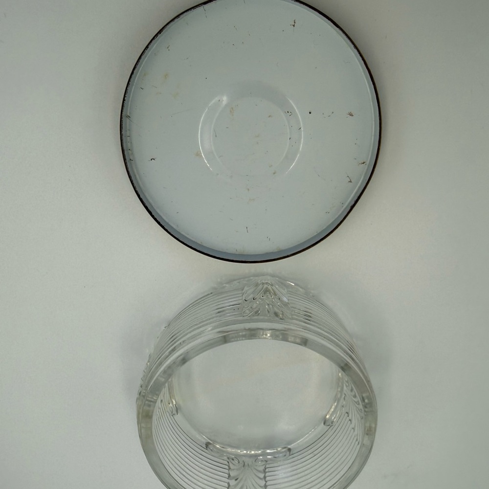 Vintage Art Deco Glass Vanity Cosmetic Makeup Jar Floral Lid Floral Pattern - Picture 7 of 11